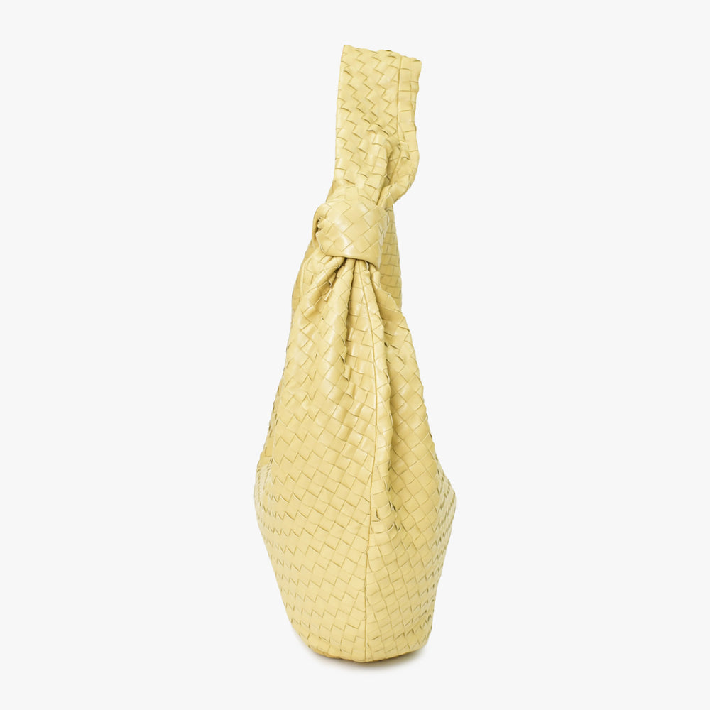 極美品 BOTTEGA VENETA ボッテガヴェネタ ホーボー ショルダーバッグ Jumbo Jodie ジャンボ ジョディ イントレチャート ナパ バッグ ブラウン イエロー 中古 4a006852