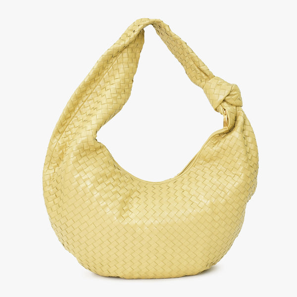 極美品 BOTTEGA VENETA ボッテガヴェネタ ホーボー ショルダーバッグ Jumbo Jodie ジャンボ ジョディ イントレチャート ナパ バッグ ブラウン イエロー 中古 4a006852
