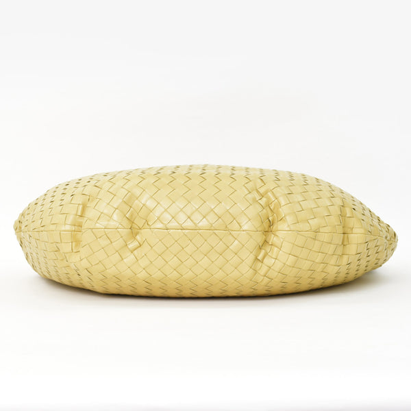 極美品 BOTTEGA VENETA ボッテガヴェネタ ホーボー ショルダーバッグ Jumbo Jodie ジャンボ ジョディ イントレチャート ナパ バッグ ブラウン イエロー 中古 4a006852