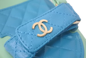 CHANEL シャネル マトラッセ フットベッドサンダル G38880 ライトグリーン x マルチカラー ゴールド金具 レザー サイズ36 美品 中古 4c068546