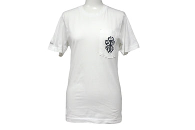 極美品 CHROME HEARTS クロムハーツ 半袖 Tシャツ ダガー&ロゴ バックプリント クルーネック XS ホワイト 2212-304-0779 中古 4c068557