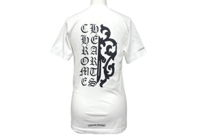 極美品 CHROME HEARTS クロムハーツ 半袖 Tシャツ ダガー&ロゴ バックプリント クルーネック XS ホワイト 2212-304-0779 中古 4c068557