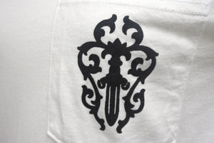 極美品 CHROME HEARTS クロムハーツ 半袖 Tシャツ ダガー&ロゴ バックプリント クルーネック XS ホワイト 2212-304-0779 中古 4c068557