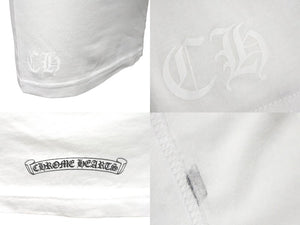 極美品 CHROME HEARTS クロムハーツ 半袖 Tシャツ ダガー&ロゴ バックプリント クルーネック XS ホワイト 2212-304-0779 中古 4c068557