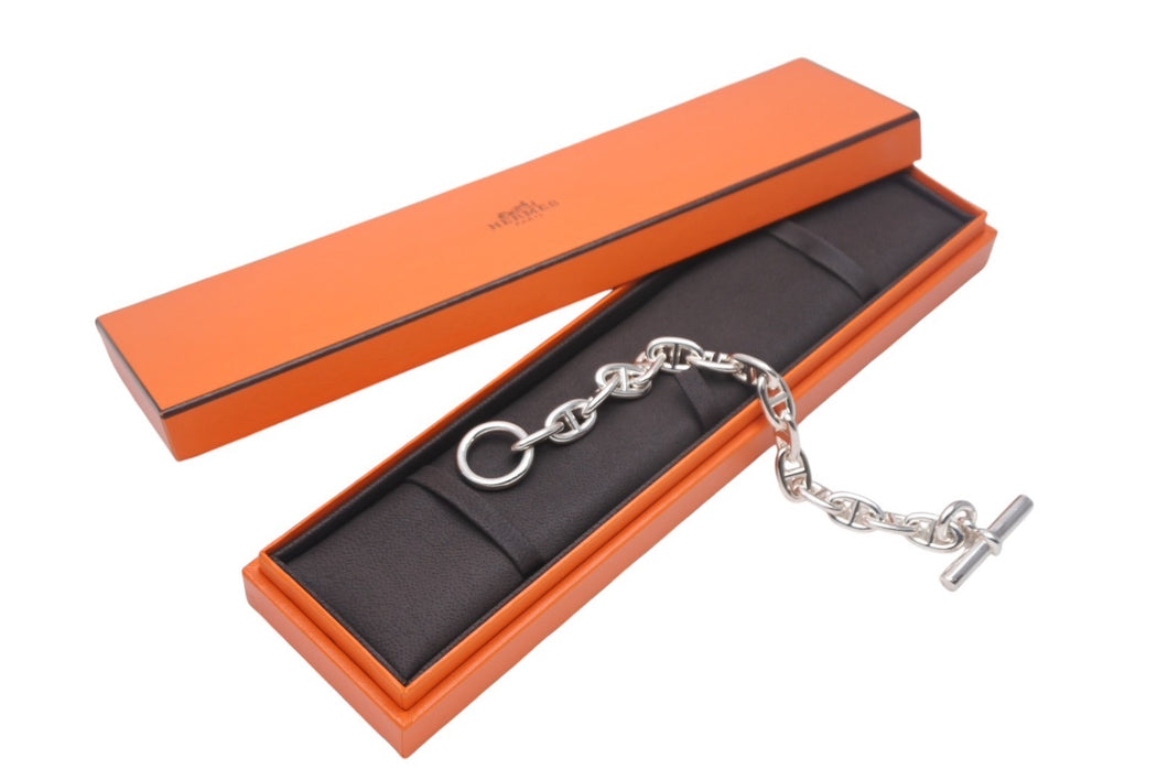 極美品 HERMES エルメス シェーヌダンクルMM ブレスレット 23G102353 フランス製 15コマ シルバー925 54.6g 中古 4c068565