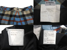 画像をギャラリービューアに読み込む, CHANEL シャネル チェックパンツ ココボタン フランス製 ウール ブルー レッド ホワイト サイズ38 美品 中古 4c068571