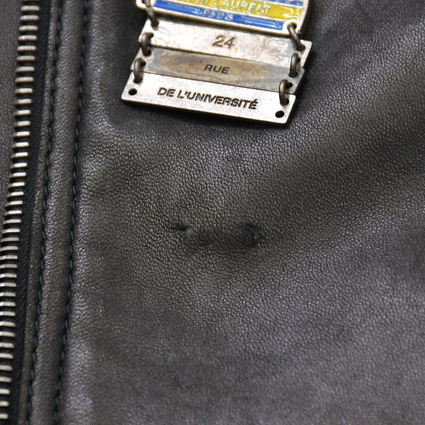 極美品 SAINT LAURENT PARIS サンローランパリ 18AW 530735 マルチピンバッジアンドスタッズ モーターサイクルレザージャケット サイズ34 中古 4a006861
