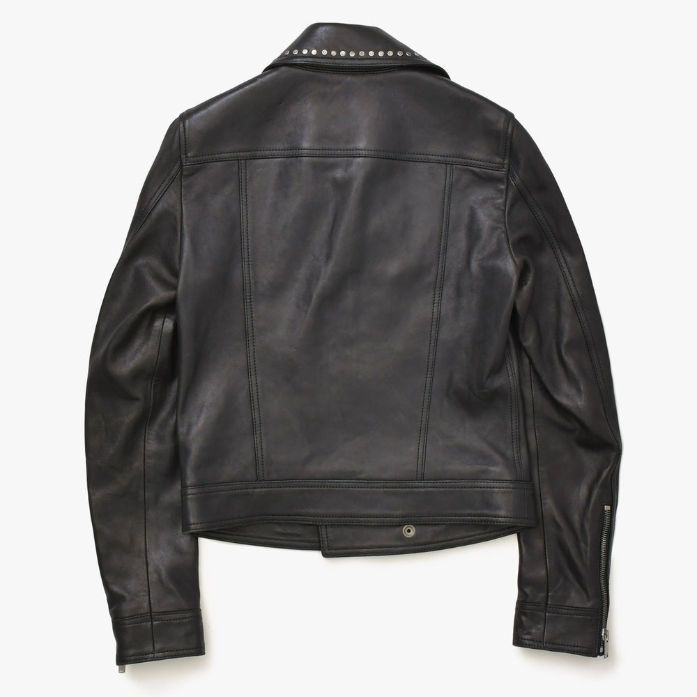 極美品 SAINT LAURENT PARIS サンローランパリ 18AW 530735 マルチピンバッジアンドスタッズ モーターサイクルレザージャケット サイズ34 中古 4a006861