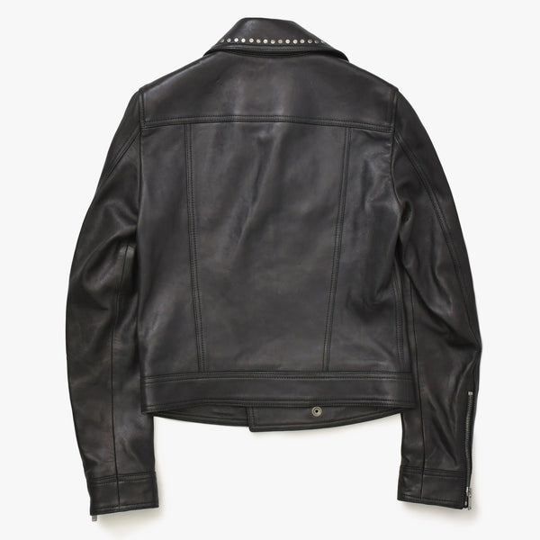 極美品 SAINT LAURENT PARIS サンローランパリ 18AW 530735 マルチピンバッジアンドスタッズ モーターサイクルレザージャケット サイズ34 中古 4a006861