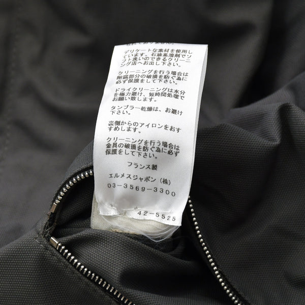 極美品 HERMES エルメス デュアルジップコート 42-5525 ロングコート 46サイズ ヘザーグレー ダブルジップ アウター シルバー金具 中古 4a006862