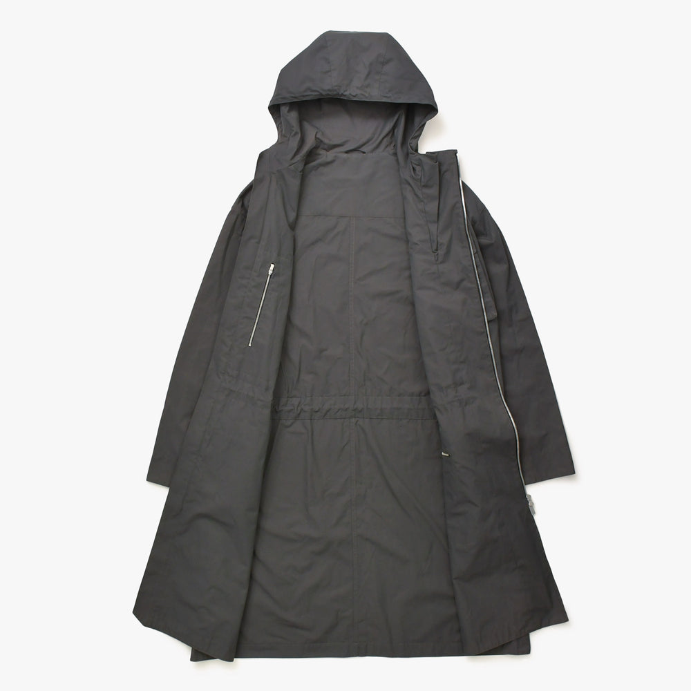 極美品 HERMES エルメス デュアルジップコート 42-5525 ロングコート 46サイズ ヘザーグレー ダブルジップ アウター シルバー金具 中古 4a006862
