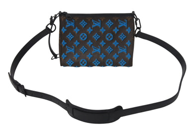 極美品 LouisVuitton ルイヴィトン トリアングル メッセンジャー モノグラムタフタージュ ショルダーバッグ ブラウン ブルー 中古4c068652