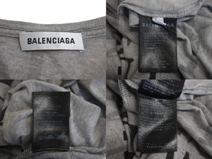 BALENCIAGA バレンシアガ Tシャツ TS50 571205 TEVA4 1300 サイズS 2018年 総柄 グレー 良品 中古 4c068660