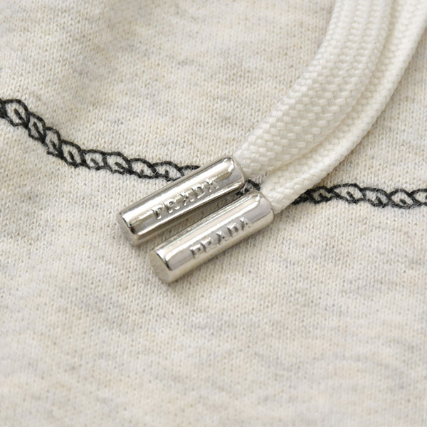 PRADA プラダ 23AW パーカー フーディー フロントロゴプリント ライトグレー ブラック サイズL UJL24B 美品 中古 4a006868