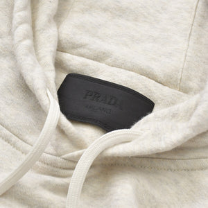 PRADA プラダ 23AW パーカー フーディー フロントロゴプリント ライトグレー ブラック サイズL UJL24B 美品 中古 4a006868