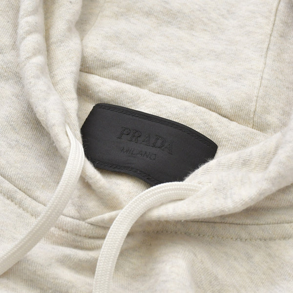 PRADA プラダ 23AW パーカー フーディー フロントロゴプリント ライトグレー ブラック サイズL UJL24B 美品 中古 4a006868