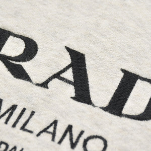 PRADA プラダ 23AW パーカー フーディー フロントロゴプリント ライトグレー ブラック サイズL UJL24B 美品 中古 4a006868