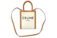 画像をギャラリービューアに読み込む, CELINE セリーヌ ミニバーティカルカバ 2WAYショルダーバッグ 193302BNZ.02NT コットンキャンバス レザー ベージュ 美品 中古 4c068582