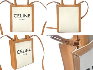 CELINE セリーヌ ミニバーティカルカバ 2WAYショルダーバッグ 193302BNZ.02NT コットンキャンバス レザー ベージュ 美品 中古 4c068582