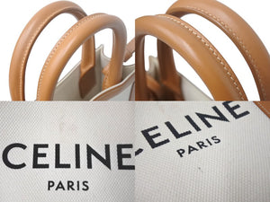 CELINE セリーヌ ミニバーティカルカバ 2WAYショルダーバッグ 193302BNZ.02NT コットンキャンバス レザー ベージュ 美品 中古 4c068582