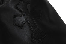 画像をギャラリービューアに読み込む, 新品未使用 CHROME HEARTS クロムハーツ DRW STRNG SACK CRS PATCH クロスパッチ ドローストリング サックレザー 巾着 ハンドバッグ ブラック 中古 4c068699