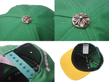 画像をギャラリービューアに読み込む, CHROME HEARTS クロムハーツ ベースボール トラッカー キャップ CH刺繍 グリーン イエロー コットン ポリエステル シルバー925 OS 美品 中古 4c068705