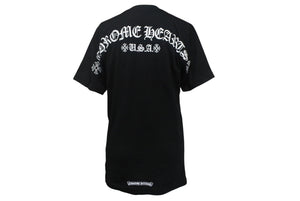 新品未使用 CHROME HEARTS クロムハーツ アーチロゴ 半袖Ｔシャツ サイズXS スクロールラベルロゴ プリント ブラック コットン 中古 4c068710