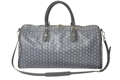 極美品 GOYARD ゴヤール クロワジュール 55 2WAY グレー ボストンバッグ ヘリンボーン PVC レザー シルバー金具 中古 4c068716