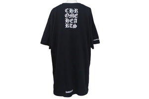 極美品 CHROME HEARTS クロムハーツ Vertical Logo 半袖Tシャツ サイズXL スクロールラベルロゴ ブラック コットン 中古 4c068721