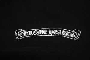 極美品 CHROME HEARTS クロムハーツ Vertical Logo 半袖Tシャツ サイズXL スクロールラベルロゴ ブラック コットン 中古 4c068721