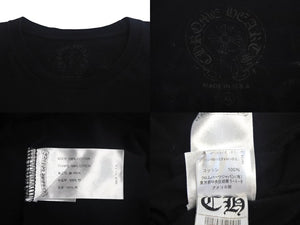 極美品 CHROME HEARTS クロムハーツ Vertical Logo 半袖Tシャツ サイズXL スクロールラベルロゴ ブラック コットン 中古 4c068721