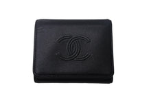 画像をギャラリービューアに読み込む, CHANEL シャネル 三つ折り財布 コンパクトウォレット ココマーク 29番台 キャビアスキン ブラック 美品 中古 4c068724