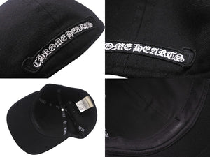 極美品 Chrome Hearts クロムハーツ キャップ CHロゴ U.S.A製 ウール コットン シルバー925 ブラック ホワイト サイズ7 1/4 中古 4c068726