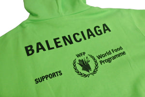 極美品 BALENCIAGA バレンシアガ WFP スウェット パーカー グリーン 2020年 ロゴ プリント コットン 600583 サイズM 中古 4c068733