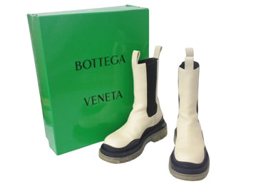 BOTTEGA VENETA ボッテガヴェネタ タイヤ チェルシーブーツ シーソルト ブラック クリア 美品 中古 4c068738