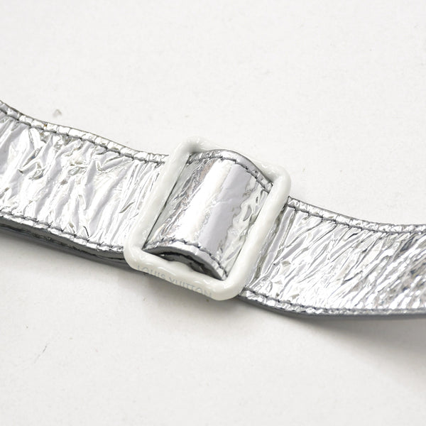 極美品 LOUIS VUITTON ルイヴィトン ベスト ミッドレイヤー アシンメトリー レザーベスト トップス シルバー 中古 4a006875
