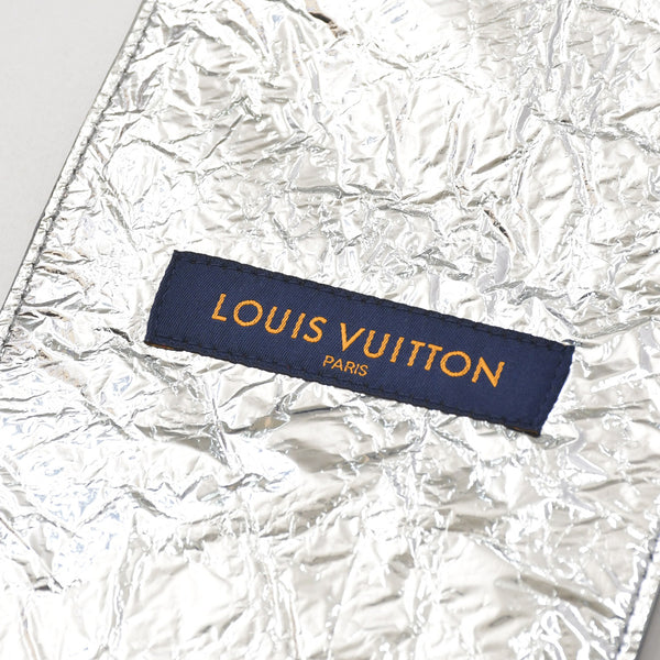 極美品 LOUIS VUITTON ルイヴィトン ベスト ミッドレイヤー アシンメトリー レザーベスト トップス シルバー 中古 4a006875