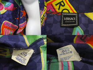 Versace Jeans Couture ヴェルサーチ ジーンズ クチュール カー ロゴ 長袖シャツ 柄 マルチカラー 車 コットン 美品 サイズL 中古 4c068758