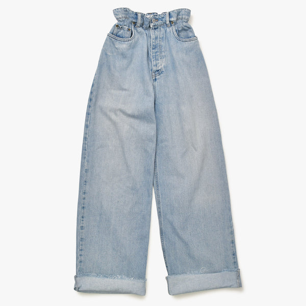 MIUMIU ミュウミュウ アイコニックデニムパンツ ワイドジーンズ GWP333 サイズ25 ジップアップ 24SS ブルー 美品 中古 4a006878