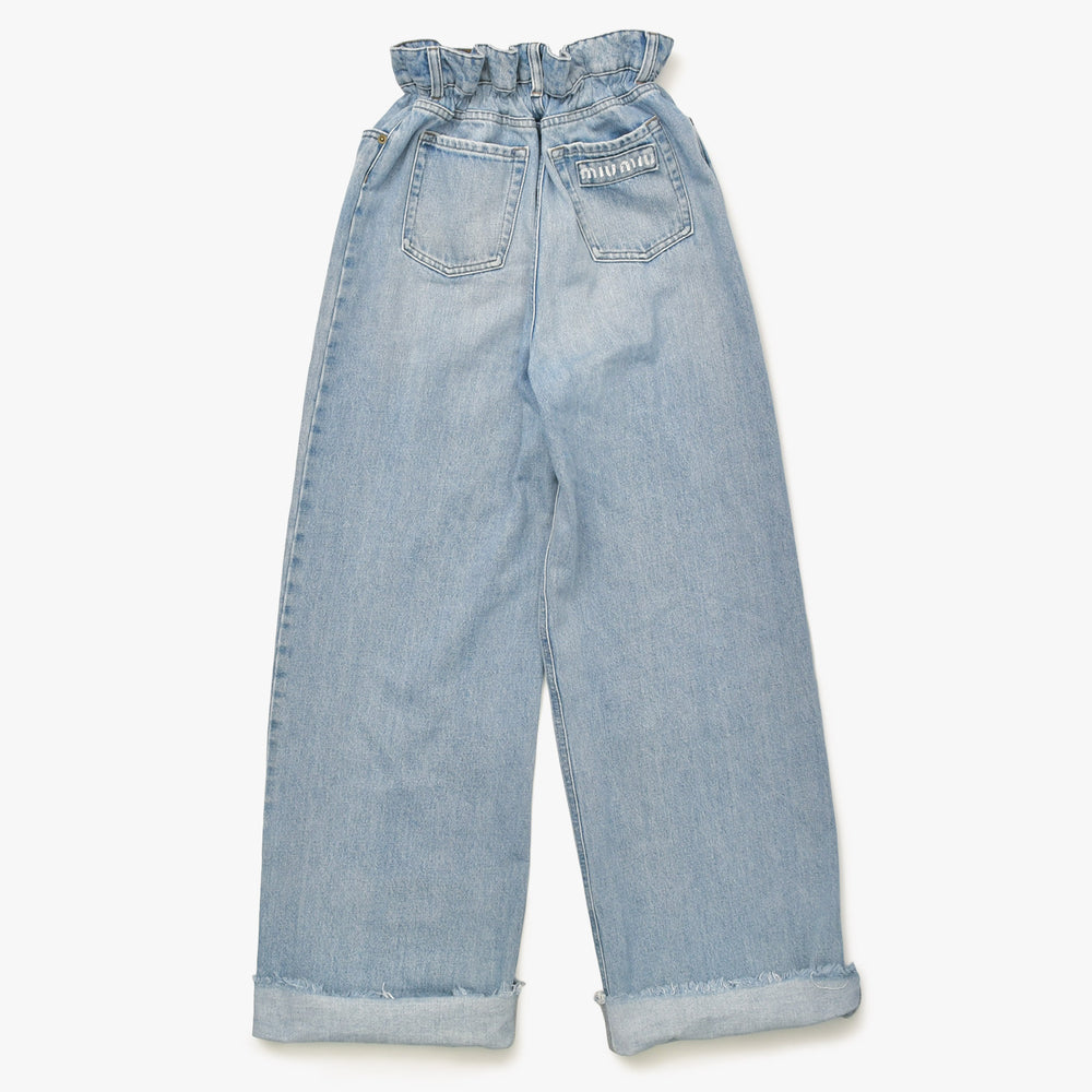 MIUMIU ミュウミュウ アイコニックデニムパンツ ワイドジーンズ GWP333 サイズ25 ジップアップ 24SS ブルー 美品 中古 4a006878