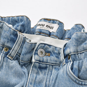 MIUMIU ミュウミュウ アイコニックデニムパンツ ワイドジーンズ GWP333 サイズ25 ジップアップ 24SS ブルー 美品 中古 4a006878