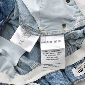 MIUMIU ミュウミュウ アイコニックデニムパンツ ワイドジーンズ GWP333 サイズ25 ジップアップ 24SS ブルー 美品 中古 4a006878