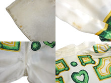 画像をギャラリービューアに読み込む, ESCADA エスカーダ シルクシャツ 長袖シャツ サイズ36 比翼 ハートモチーフ ベージュ グリーン イエロー シルク 良品 中古 4c068881