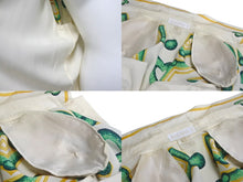 画像をギャラリービューアに読み込む, ESCADA エスカーダ シルクシャツ 長袖シャツ サイズ36 比翼 ハートモチーフ ベージュ グリーン イエロー シルク 良品 中古 4c068881