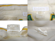 画像をギャラリービューアに読み込む, ESCADA エスカーダ シルクシャツ 長袖シャツ サイズ36 比翼 ハートモチーフ ベージュ グリーン イエロー シルク 良品 中古 4c068881