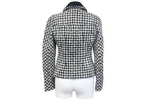 画像をギャラリービューアに読み込む, MOSCHINO モスキーノ ツイードジャケット イタリア製 ウール モヘア ファイバー ホワイト ブラック サイズL 美品 中古 4c068885