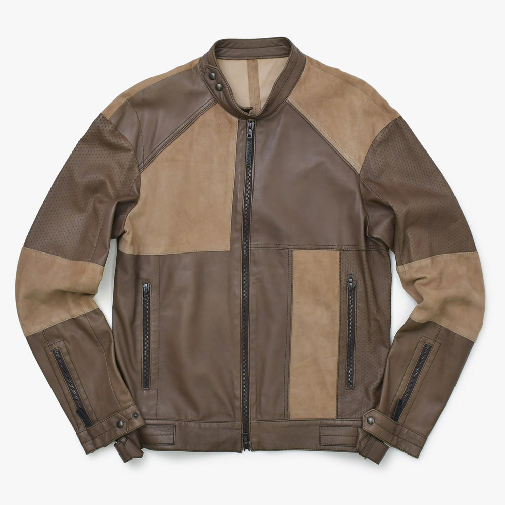 Neil Barrett Rider's Jacket Size XS Single Patchwork Leather Brown Good Condition Used 4a000689