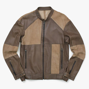 Neil Barrett ニールバレット ライダースジャケット サイズXS シングル パッチワーク レザー ブラウン 美品 中古 4a000689