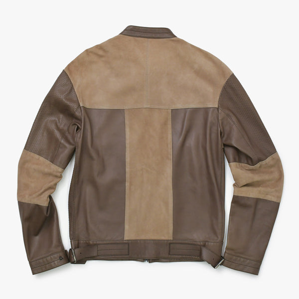 Neil Barrett ニールバレット ライダースジャケット サイズXS シングル パッチワーク レザー ブラウン 美品 中古 4a000689