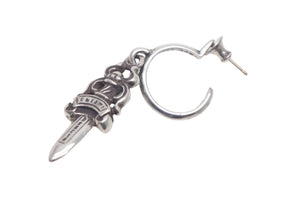 CHROME HEARTS クロムハーツ No5 ダガーフープ ピアス 重量4.9g シルバー925 1989刻印 アクセサリー 美品 中古 4c068901